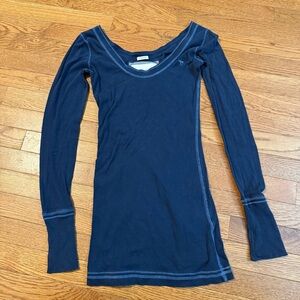 Abercrombie & Fitch Y2K Womens Long Sleeve blue Tunic Top Size XS Long Sleeve